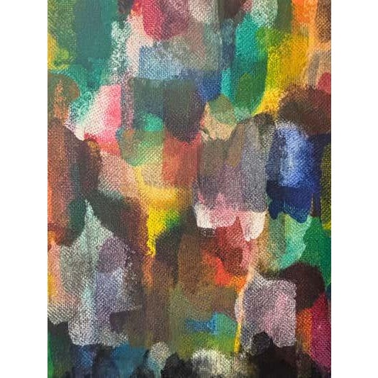 Textile Abstract Oil on Canvas Painting, Modern Style, Late 20th Century For Sale - Image 7 of 9