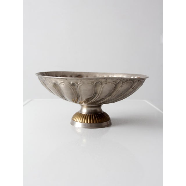 Metal Mid Century Hollywood Regency Pedestal Bowl For Sale - Image 7 of 9