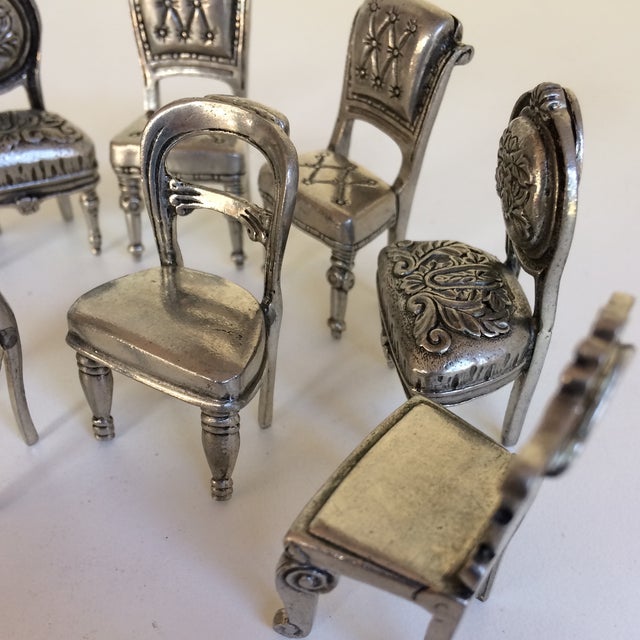 Set of 8 Pewter Victorian Chair Place Setting Card Holders Chairish