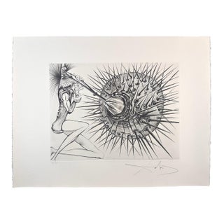 1960s Share Dali Don Quichotte Et l'Oursin Hand Sig Numb Etching Surreal Very Rare Art For Sale