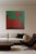 This striking abstract painting presents a bold interplay of deep terracotta red and intense forest green, creating a...