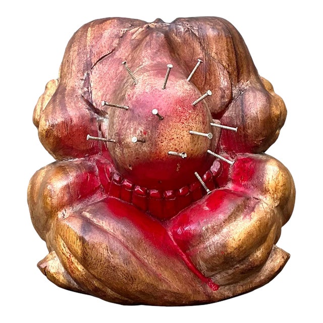 Vintage Carved Man Sphere For Sale