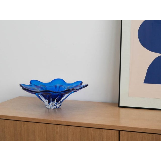 Vintage Danish Cobalt Flower Bowl, 1970s For Sale - Image 6 of 8