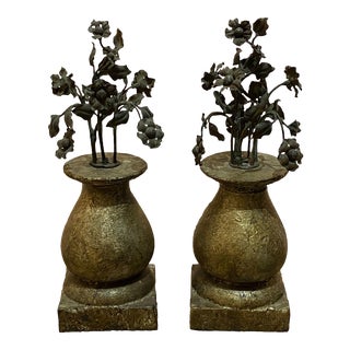 19th Century Finials With Iron Decoration - a Pair For Sale