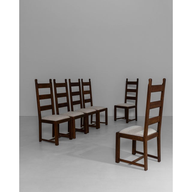 1970s French Oak Brutalist Dining Chairs With Upholstered Seats - Set of 6 For Sale - Image 16 of 18