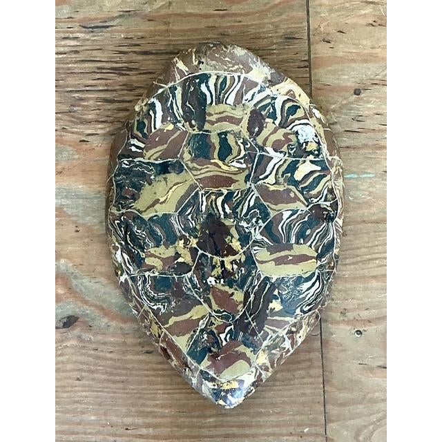 Vintage Italian Scagliola Artisan Made Pigmented Plaster Turtle Shell For Sale - Image 4 of 10
