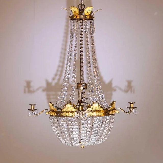 Early 19th Century Chandelier with Crystals, France, 1830s For Sale - Image 5 of 9