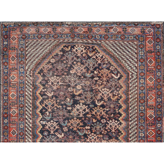 Textile Antique Persian Afshar Rug With Bold Geometric Medallion 3'9" X 4'10" For Sale - Image 7 of 11