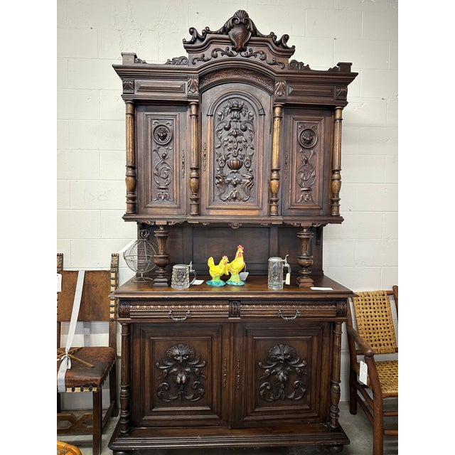 European Carved Wood Hutch or Cabinet For Sale - Image 4 of 8