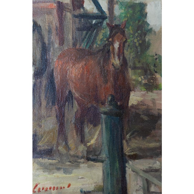 Th. De Leeuw, Stable with Horses, 1920s, Oil Painting on Canvas, Framed For Sale - Image 17 of 18