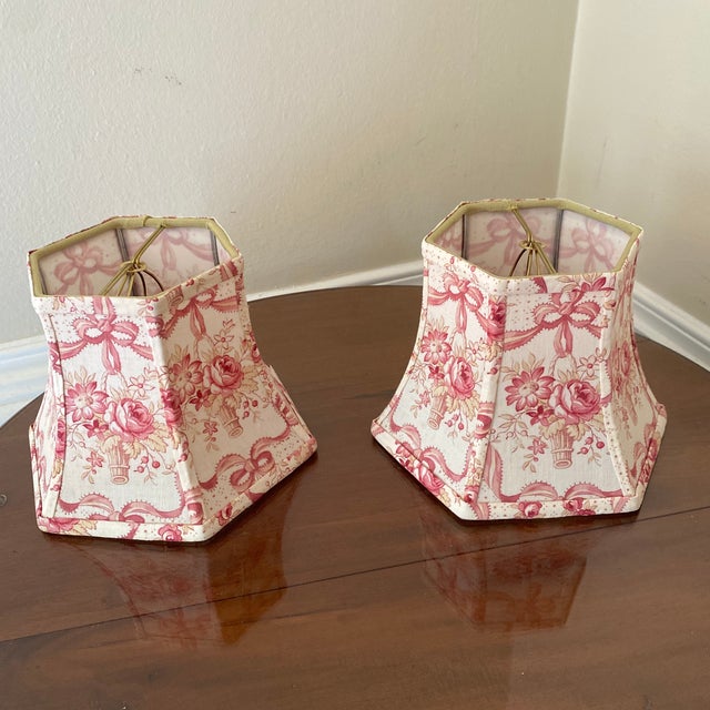 Beautiful French style hand crafted lamp shades in great condition, great look a size to them