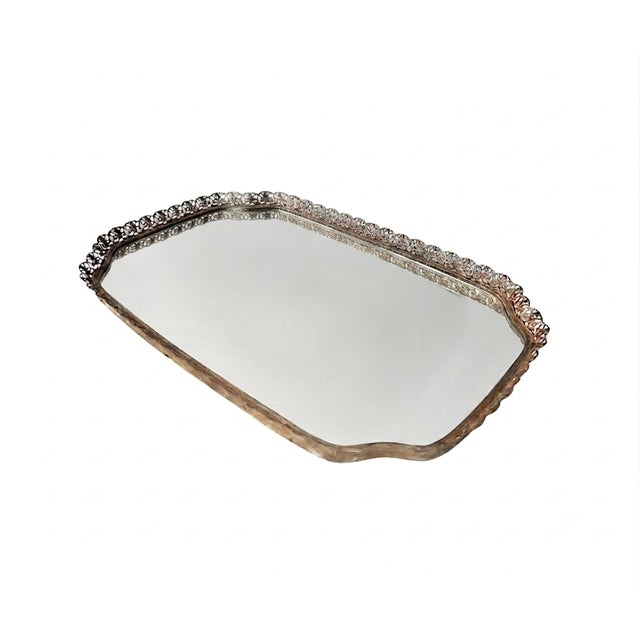1950s Hollywood Regency MIrrored Perfune Tray For Sale