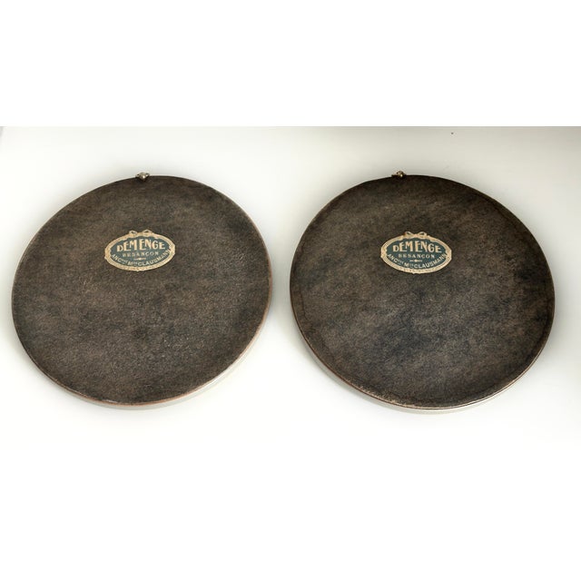 Orange Miniature Enamel Medallion Paintings of a Bird and a Fish by Lossier,Switzerland, 1950s, Set of 2 For Sale - Image 8 of 9