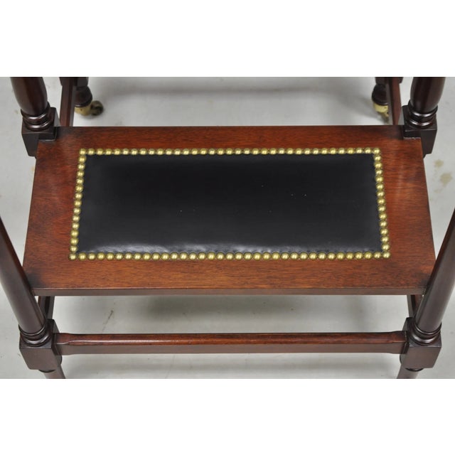George III Style Mahogany and Black Leather Library Steps by Wellington Hall For Sale In Philadelphia - Image 6 of 14