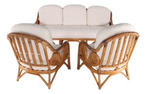 Vintage Lounge Set in Wicker Rattan, 1970s, Set of 4