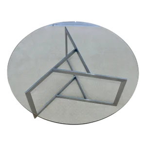 1970's Minimalist Stainless Steel With Round Glass Top Coffee Table