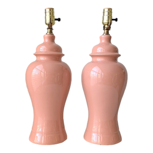 Late 20th Century Hollywood Regency Ceramic Ginger Jar Lamps, a Pair