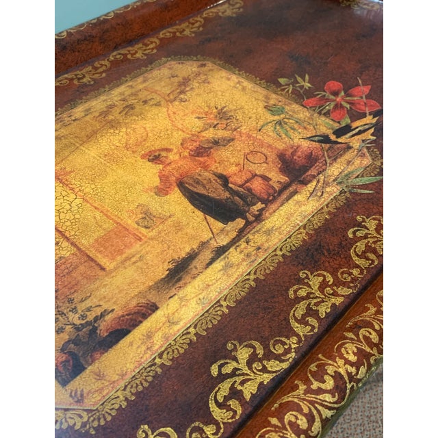 1920s French Two Tier Metal Tole Tray Console or Accent Table For Sale - Image 9 of 11