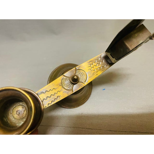 Goldenrod Portuguese Church Brass Candleholder with Matchbox Holder by Ferreira, 1930s For Sale - Image 8 of 8