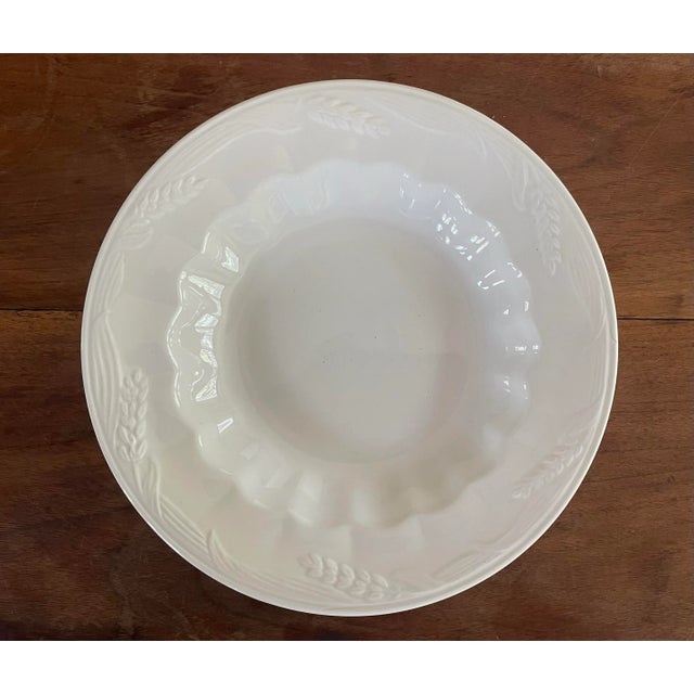 Set of 4 Royal Crownford white ironstone soup or pasta bowls, made in England with a wheat pattern. The round bowls have a...