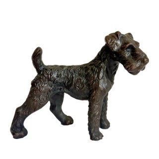 Vintage Bronze Finish Terrier Dog Figurative Sculpture For Sale