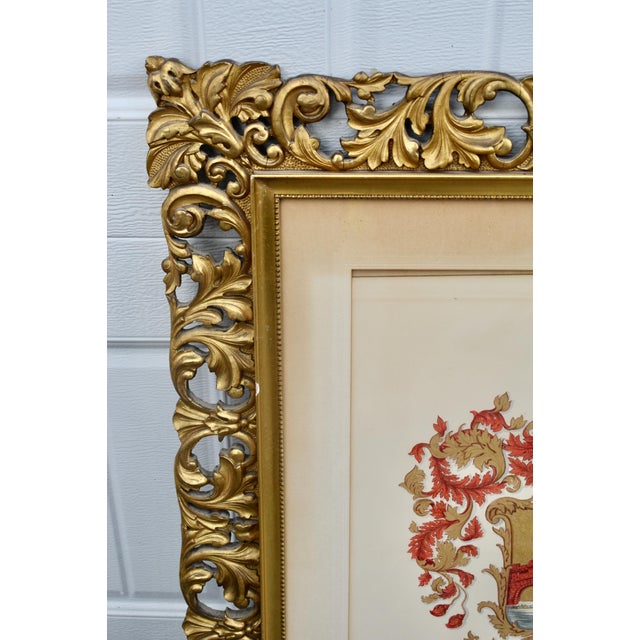 Vintage Pair Framed Prints Coat of Arm Ornate Gold Gilt For Sale - Image 17 of 18
