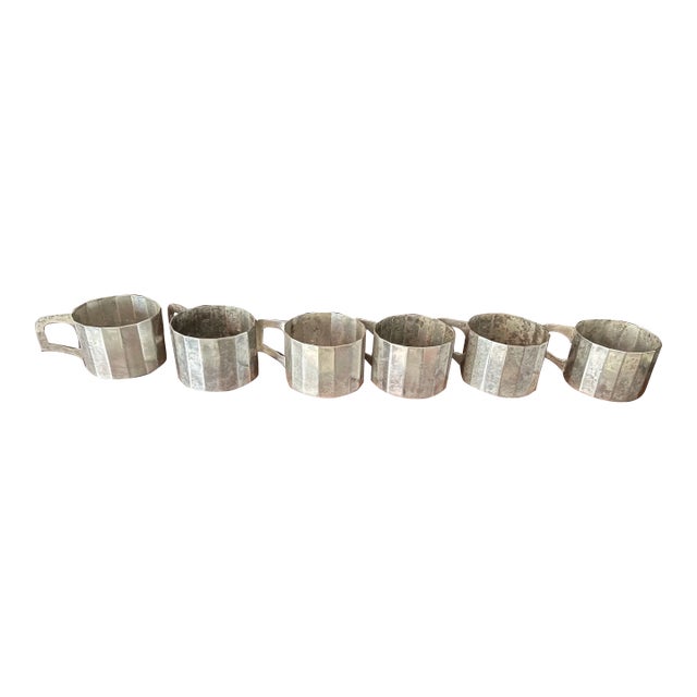 Early 1900s New York Wien Wrerkstate Silverplate Glass Holders- Set of 6 For Sale