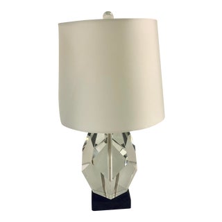 Global Views Modern Geometric Faceted Crystal Block Table Lamp For Sale