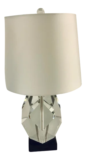Global Views Modern Geometric Faceted Crystal Block Table Lamp