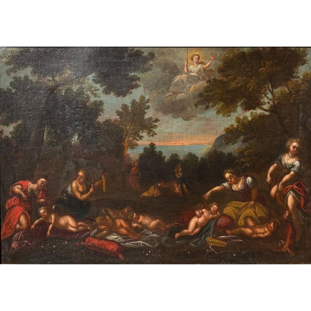 Brown Circle of Francesco Albani, Cupid Scenes, 1600s, Oil on Canvas For Sale - Image 8 of 11