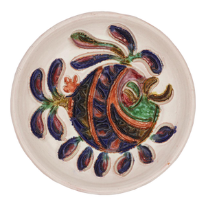 1960s Low Relief Fish Plate, Portuguese Studio Pottery
