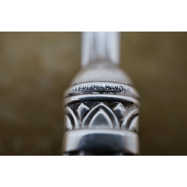 Silver Late 20th Century Manchester Copenhagen Sterling Silver 925 Grooved Serving Spoon 9" For Sale - Image 8 of 12