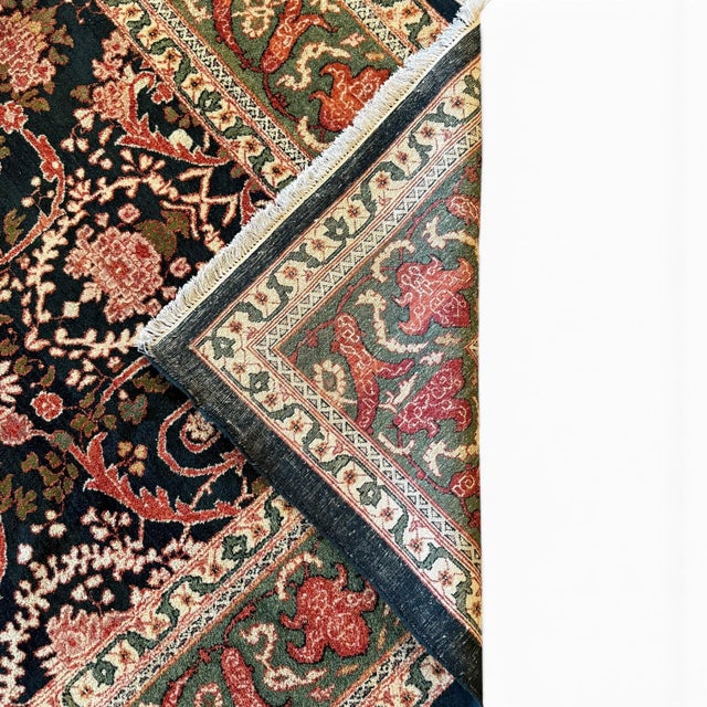 1970s Vintage Turkish Rug 9x12 – Intricate Floral Design in Navy, Green, Ivory & Red For Sale - Image 5 of 6