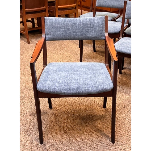 Set of Ten Danish Modern Mahogany Framed Dining Chairs by Andels-Möbel-Magasinet, Denmark c.1960 For Sale - Image 4 of 11