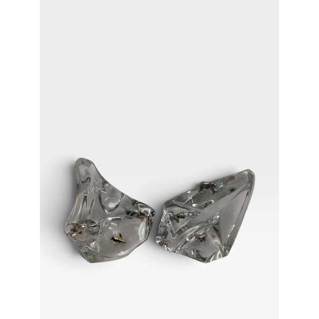 Elevate your desk, mantle, or library shelving with this stunning, heavy lead crystal art glass paperweight pair designed...