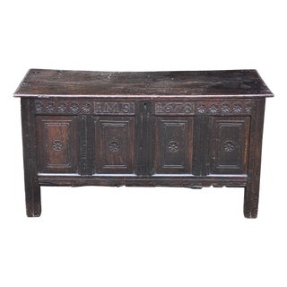 Oak Lancashire Coffer, 1678 For Sale
