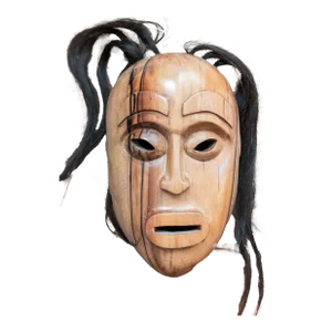 20th Century Native American Indian Northwest Coast or Inuit Eskimo Carved Spalted Maple Mask