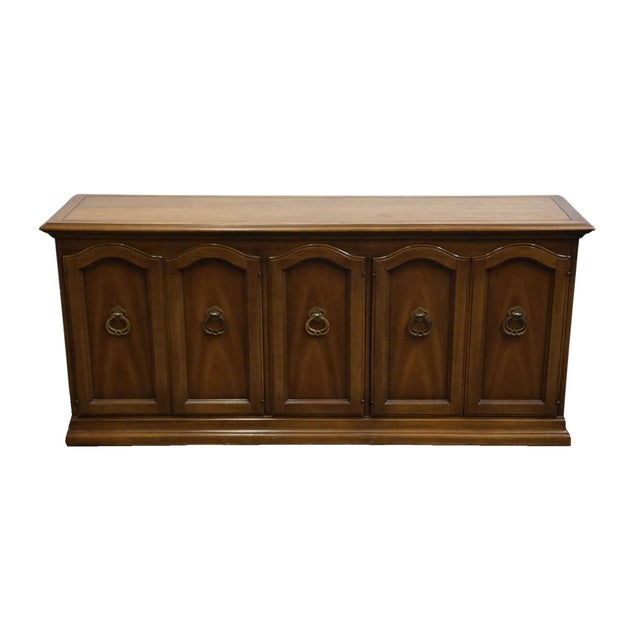 Mediterranean Late 20th Century Drexel Furniture Solid Pecan Italian Mediterranean Style 68" Buffet Sideboard For Sale - Image 3 of 11