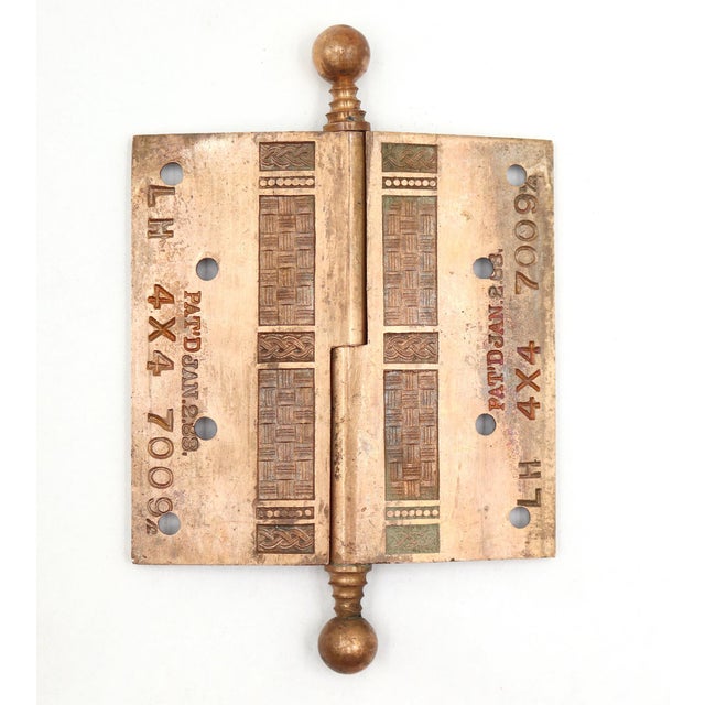 Traditional Antique Eastlake 4 X 4 In. Brass Left Hand Door Hinge For Sale - Image 3 of 6