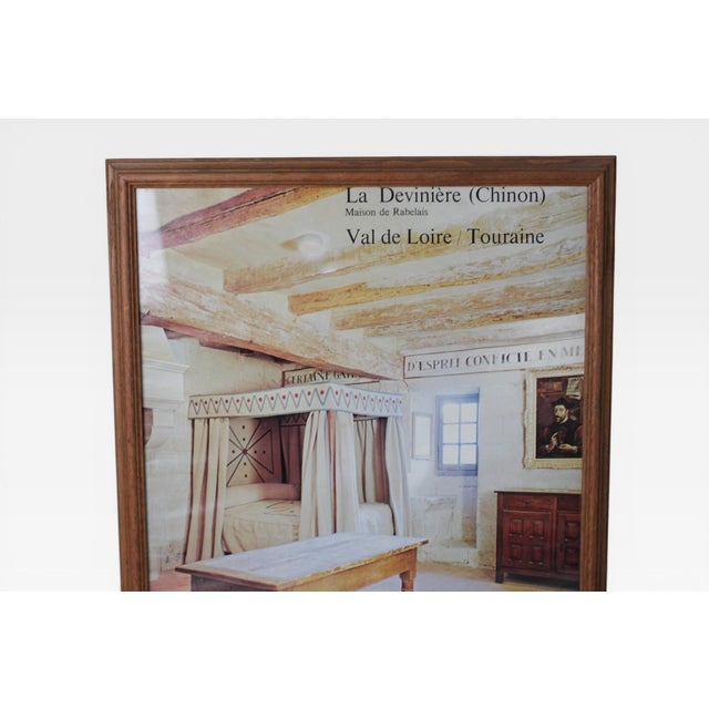A vintage framed museum poster of La Devinière in Chinon, the Loire Valley manor where François Rabelais was born. The...