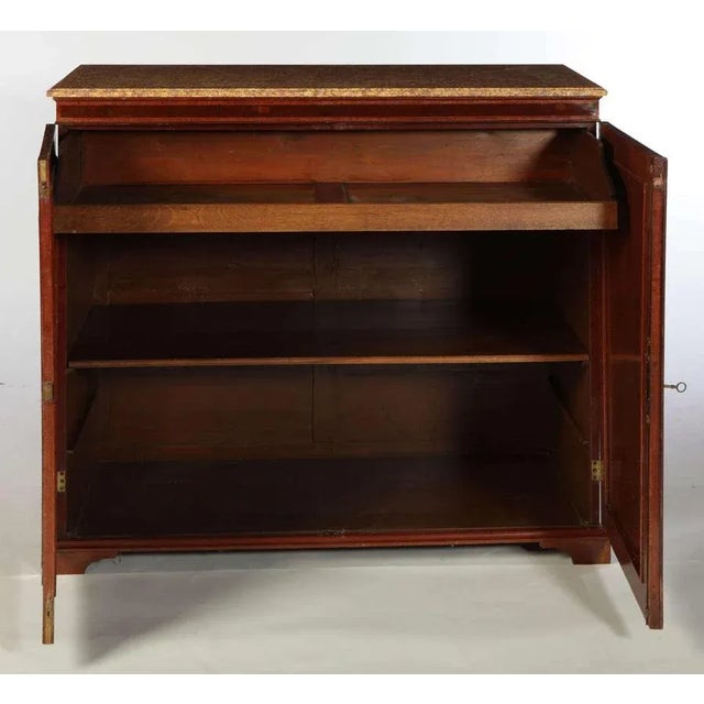 A fine French 19'century Parquetry Sideboard with a yellow marble top.