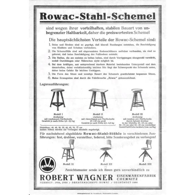 Model 2 Stool with Footrest from Rowac, 1920s For Sale - Image 14 of 15