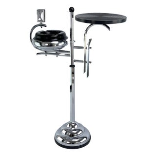 Art Deco Ashtray Stand in Chrome and Bakelite attributed to Demeyere, Belgium, 1930s For Sale