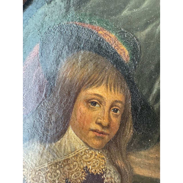 Traditional Antique Cabinet Portrait of a Young Cavalier / Prince, Oil in the 17th-Century Dutch Manner, Ormolu-Mounted Frame — Sourced in France For Sale - Image 3 of 7
