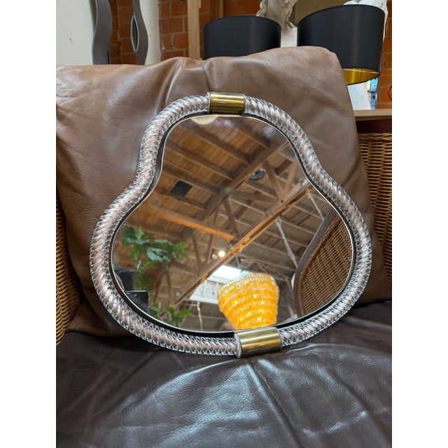 1970s Pear Murano Glass and Brass Wall Mirror For Sale - Image 5 of 7
