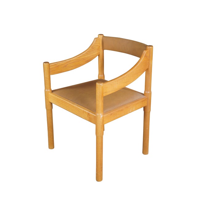 Mid-Century Modern Set of 4 Mid 20th Century Attributed to Vico Magistretti Italian Mid-Century Modern Carimate Dining Armchairs Leather For Sale - Image 3 of 15