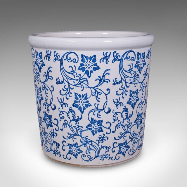 Blue Trio of Vintage Garden Tree Planters, Portuguese, Ceramic, Jardiniere Pots, Bush For Sale - Image 8 of 12