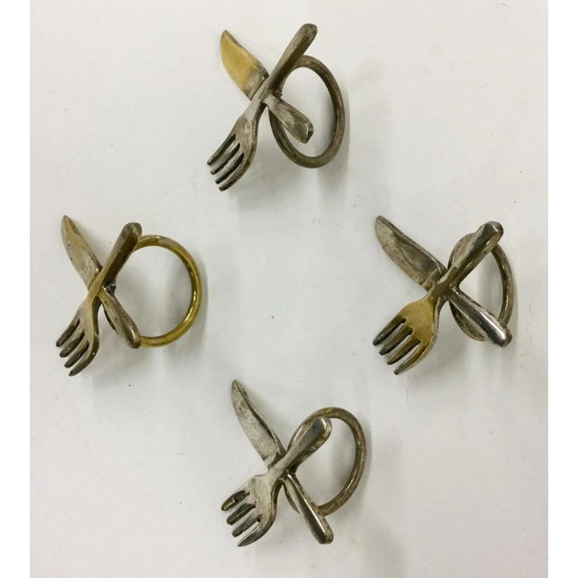Vintage Brass Plate Napkin Rings - Set of 4 For Sale - Image 5 of 6