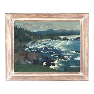 Vintage Oil on Board Painting “Oregon Coast” by Bernice Stanbro C1940 For Sale