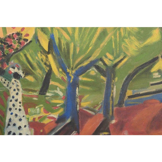 C. Grahn, Abstract Composition with Trees and Figure, Oil on Panel, 1958 For Sale - Image 3 of 7